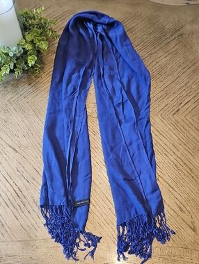 Jones New York Cobalt Blue Lightweight Fringe Scarf